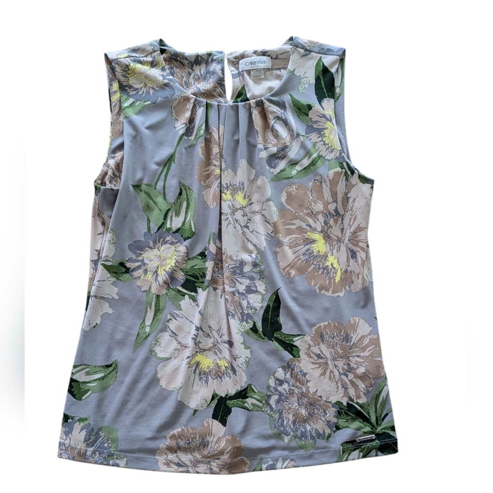 Calvin Klein Gray and Purple Sleeveless Tank Top with Bow Detail